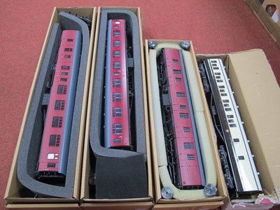 Lot 428 - Three "O" Gauge/7mm Skytrex Maroon Coaches,...