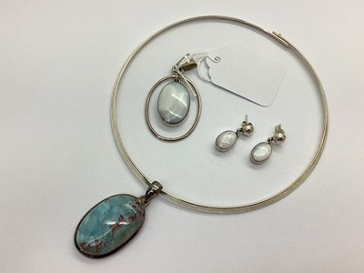 Lot 109 - A Large Oval Polished Hardstone Pendant,...