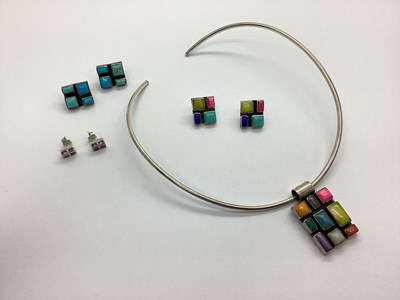 Lot 110 - A Large Rectangular Multi-Stone Pendant,...