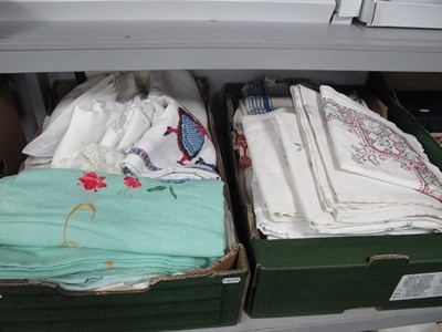 Lot 1132 - Vintage Crocheted and Linen Table Cloths, etc:-...