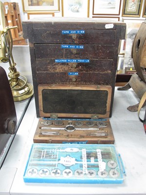 Lot 1405 - Six Drawer Chest, containing taps, dies, files,...
