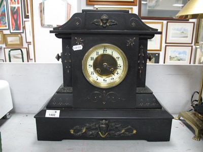 Lot 1402 - XIX Century Black Slate Mantel Clock, with...