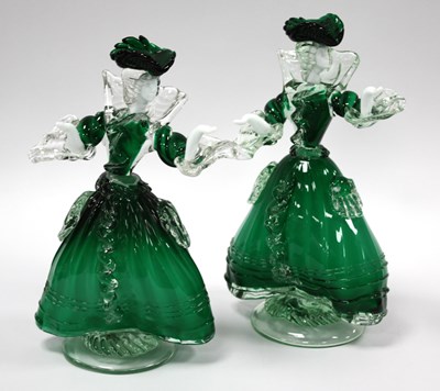 Lot 1229 - Murano Glass Elegant Female Figurines, each...