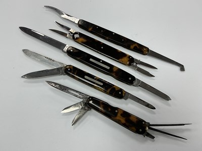 Lot 428 - Five Folding Pocket Knives, Trustworthy multi...