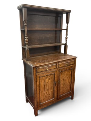 Lot 1498 - XIX Century Oak Dresser, the rack with two...