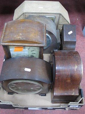 Lot 1426 - Six vintage mantel clocks, including German...