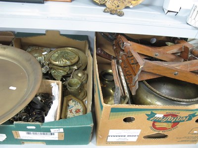 Lot 1133 - Brassware, including large circular tray table...