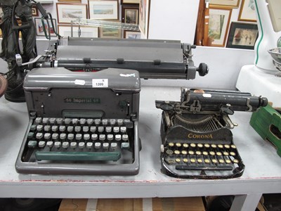 Lot 1399 - Two typewriters: Corona portable folding...