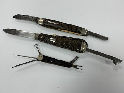 Lot 430 - Three Folding Knives, Paget multiblade, blade,...