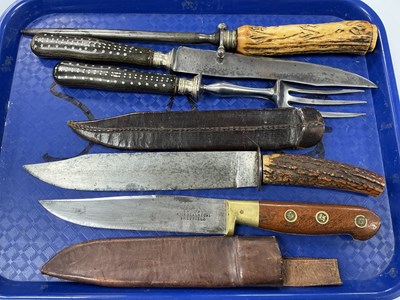 Lot 486 - Joseph Beal & Son Bowie Style Knife and Sheath,...