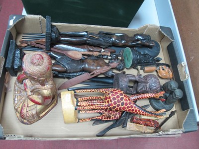 Lot 1073 - Mixed figures, including African wooden...