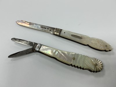 Lot 475 - Two Folding knives, Saynor, two blade, mother...