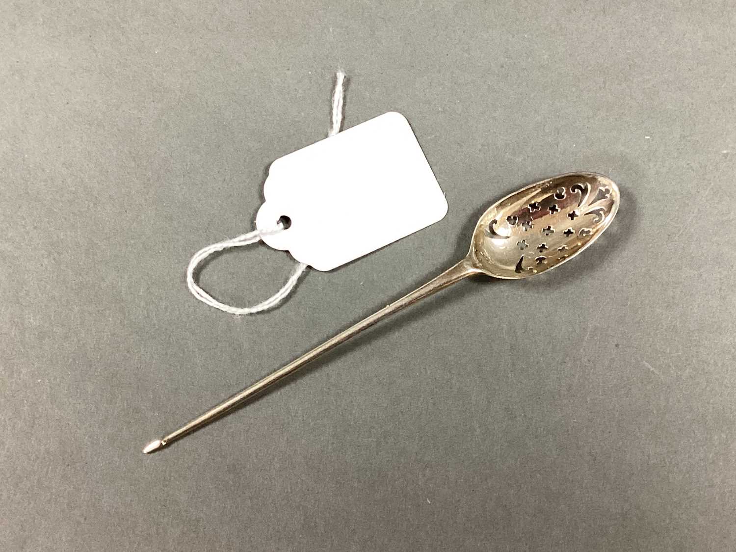 Lot 7 - An Antique Mote Spoon, (marks rubbed)with...