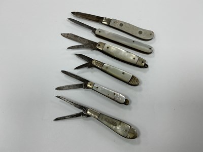 Lot 494 - Six Folding Knives, Farrow, two blades, mother...