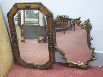 Lot 1431 - Two mirrors: a wooden octagonal wall mirror...