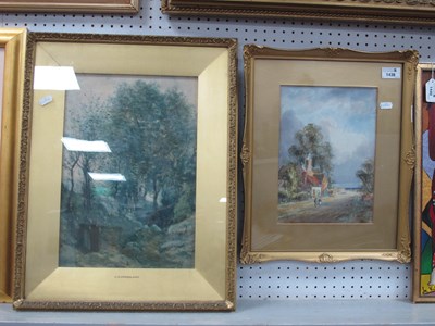 Lot 1438 - H.S-Crossland Figures in Woodland, watercolour,...
