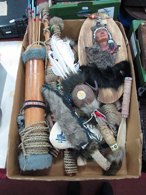 Lot 1343 - Bone Headed Tomahawk and Knife, arrows, etc:-...