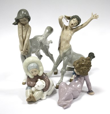 Lot 1227 - Lladro Centaur Boy & (Damaged) Girl, two...