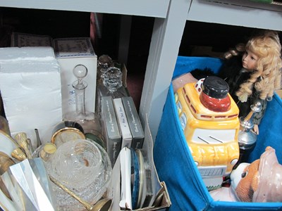 Lot 1088 - Novelty Cookie Jars, doll, glass decanters,...