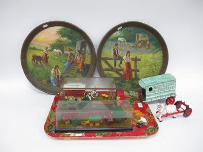 Lot 1317 - A. Sarot, a pair of Hand Painted Brass Wall...