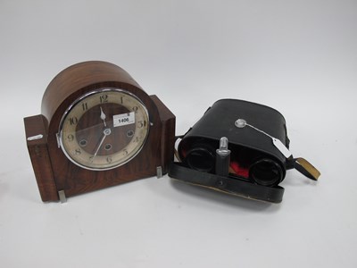 Lot 1406 - XX Century Walnut Mantel Clock with a silver...
