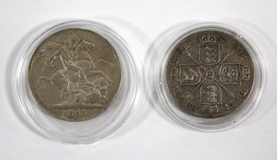 Lot 1267 - 1892 Victoria GB Silver Crown, together with a...