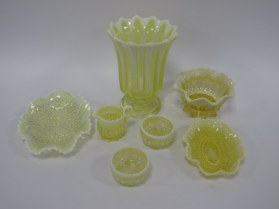 Lot 1199 - Uranium Vaseline Tinted Glassware, including...