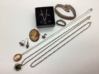 Lot 178 - A Carved Shell Cameo and Marcasite Brooch...