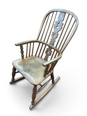 Lot 1498 - A XIX Century Ash and Elm Windsor Rocking...