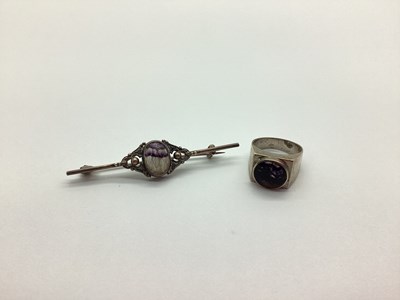 Lot 180 - A Blue John Panel Brooch, of decorative...