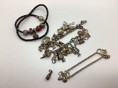 Lot 173 - Pandora; A Plaited Rope Bracelet with an...