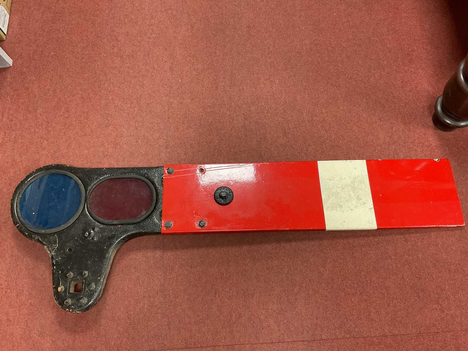 Lot 301 - Railwayana - A Red and White Cast Iron...