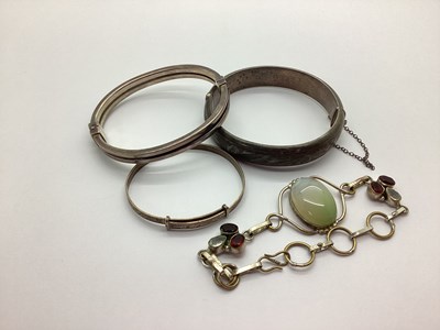 Lot 175 - A Hallmarked Silver Hinged Bangle, of etched...