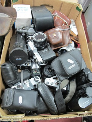 Lot 1105 - Cameras and binoculars, including mixed...
