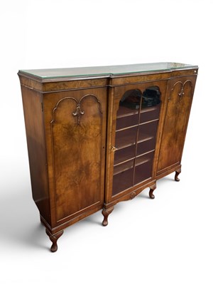 Lot 1470 - XX Century Walnut Break Fronted Display...