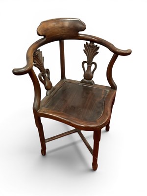 Lot 1490 - A XIX Century Chinese Hardwood Corner Chair,...