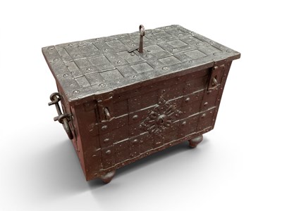 Lot 1450 - A XVII Century German Cast Iron Armada Chest,...