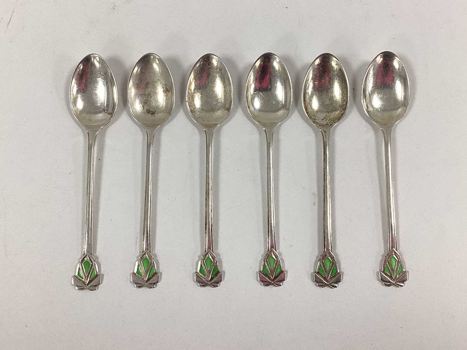Lot 31 - A Set of Six Hallmarked Silver and Enamel...
