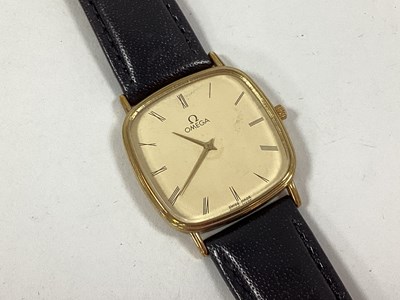 Lot 189 - Omega; A 9k 375 Cased Quartz Wristwatch, the...