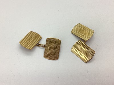 Lot 181 - A Pair of 9ct Gold Rectangular Panel Cufflinks,...