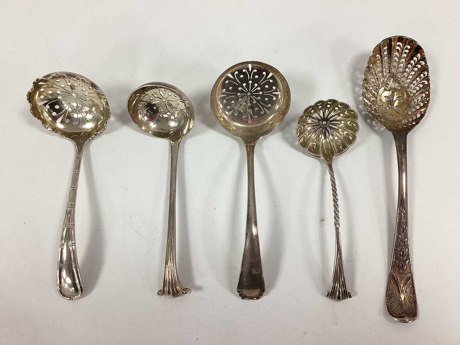 Lot 9 - Hallmarked Silver Sifter Spoons, (various...