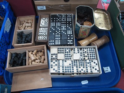 Lot 1345 - Early 1900s Domino Sets, two boxed chess sets,...