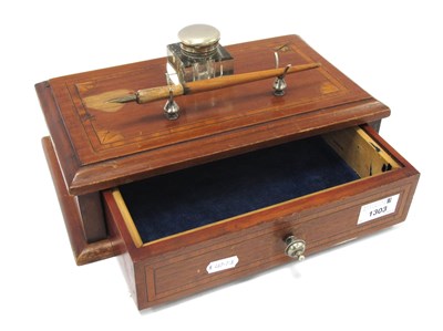 Lot 1303 - Edwardian Mahogany Desk Stand with single cut...