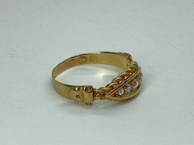 Lot 47 - An 18ct Gold Five Stone Diamond Boat Shape...