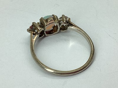 Lot 50 - An Antique Three Stone Cabochon Opal and...