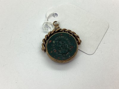 Lot 179 - A Circular Bloodstone and Carnelian Swivel Fob...