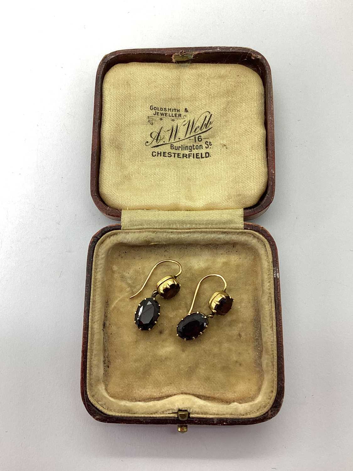 Lot 77 - A Pair of Antique Two Stone Garnet Drop...