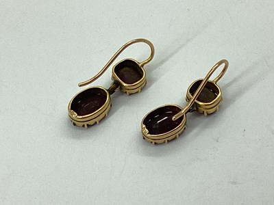 Lot 77 - A Pair of Antique Two Stone Garnet Drop...