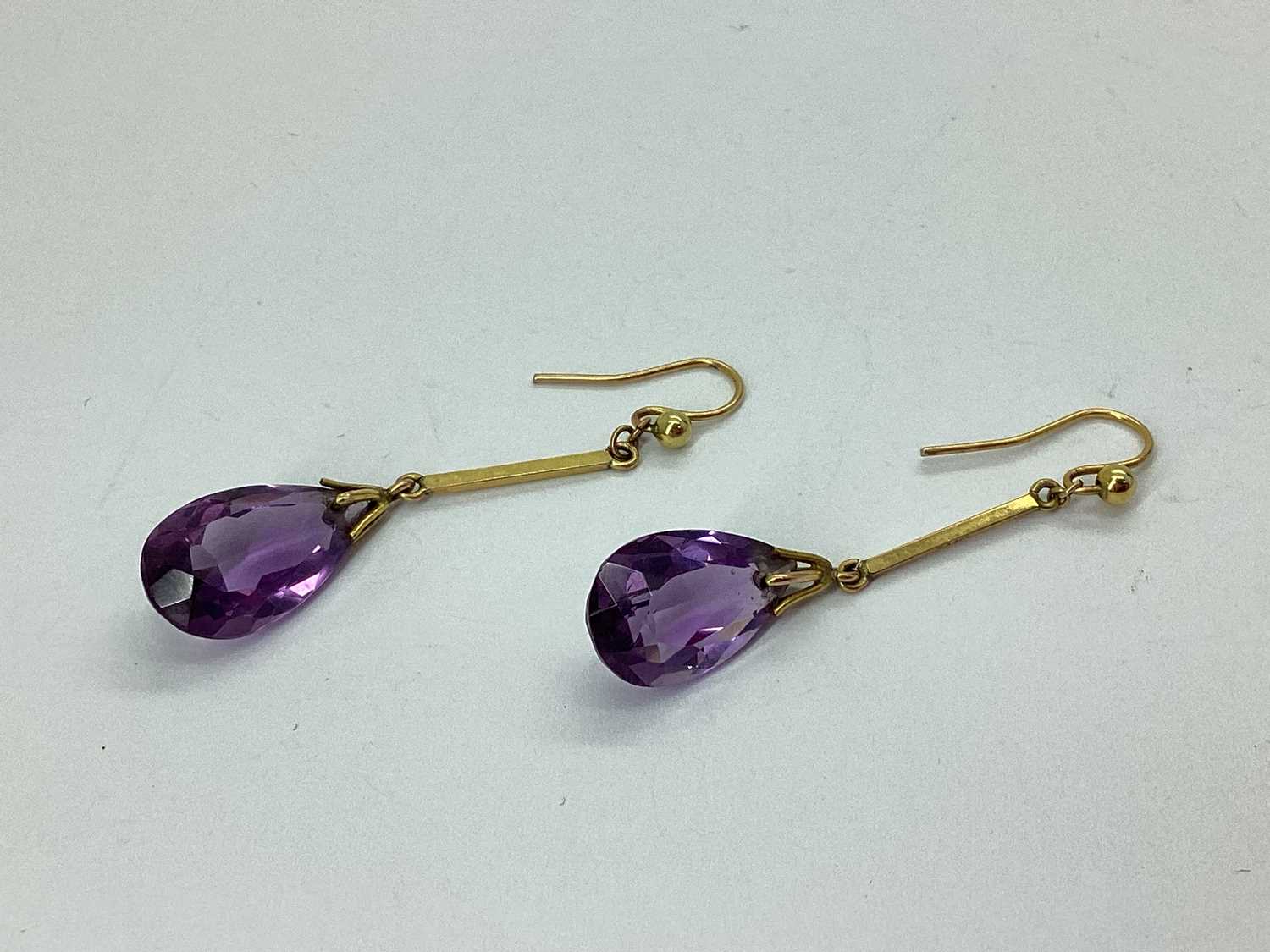 Lot 79 - A Pair of Single Stone Drop Earrings, the...