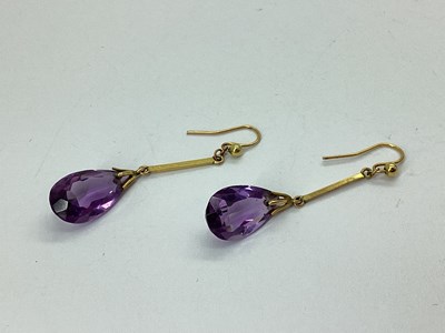Lot 79 - A Pair of Single Stone Drop Earrings, the...